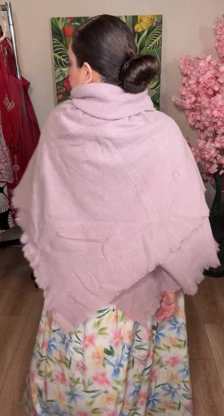 poncho rosa palo cierre piel (#135)