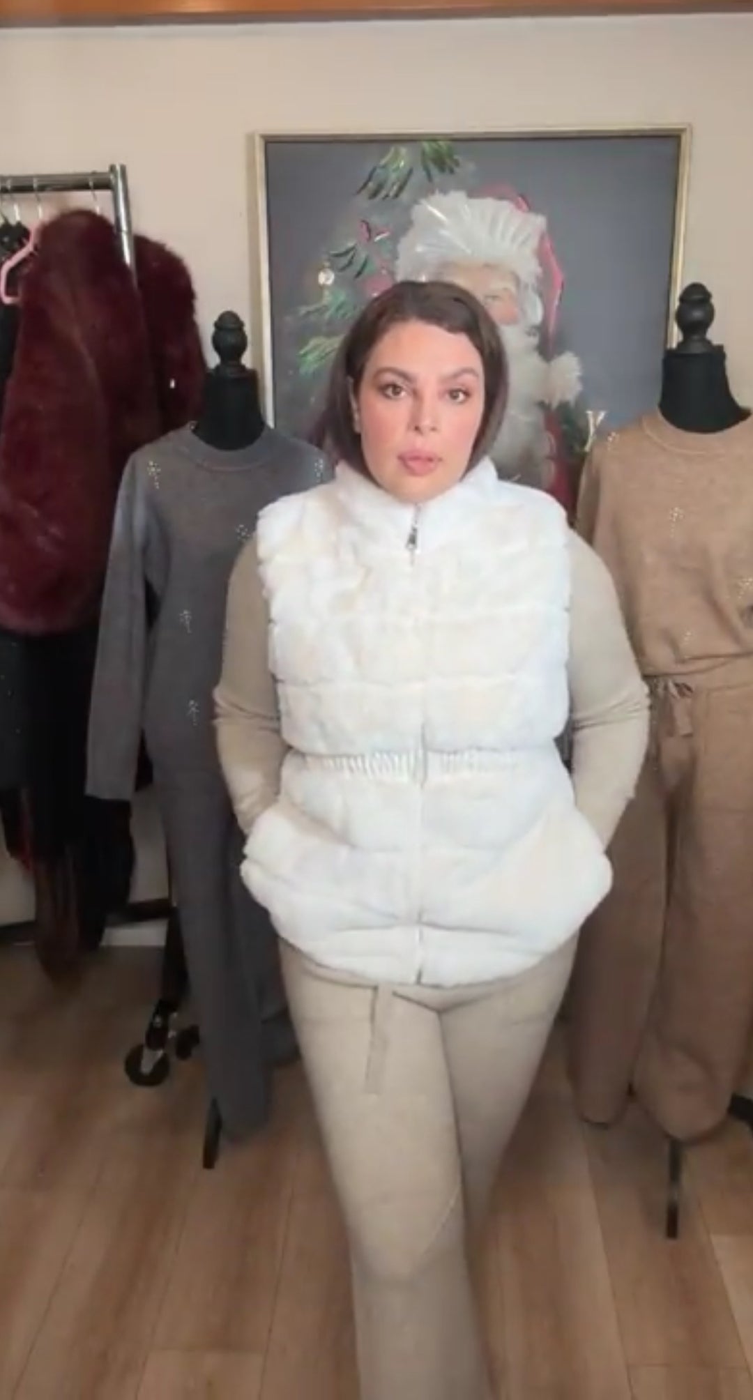 Chaleco beige fur &amp; leather (