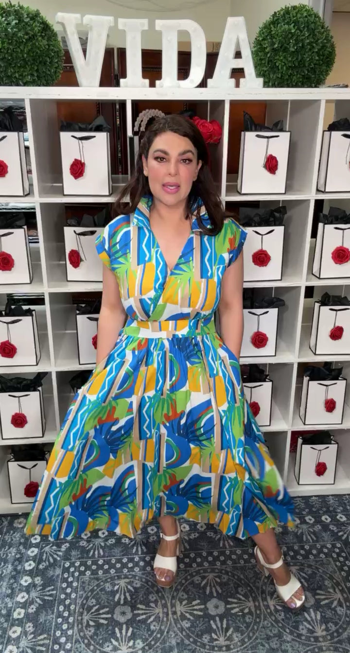 Vestido Verde y Azul Dessert Midi (#132)