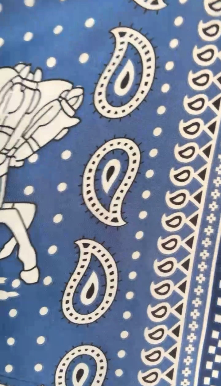Mascada Azul y Beige Pañuelo Herm (#202)