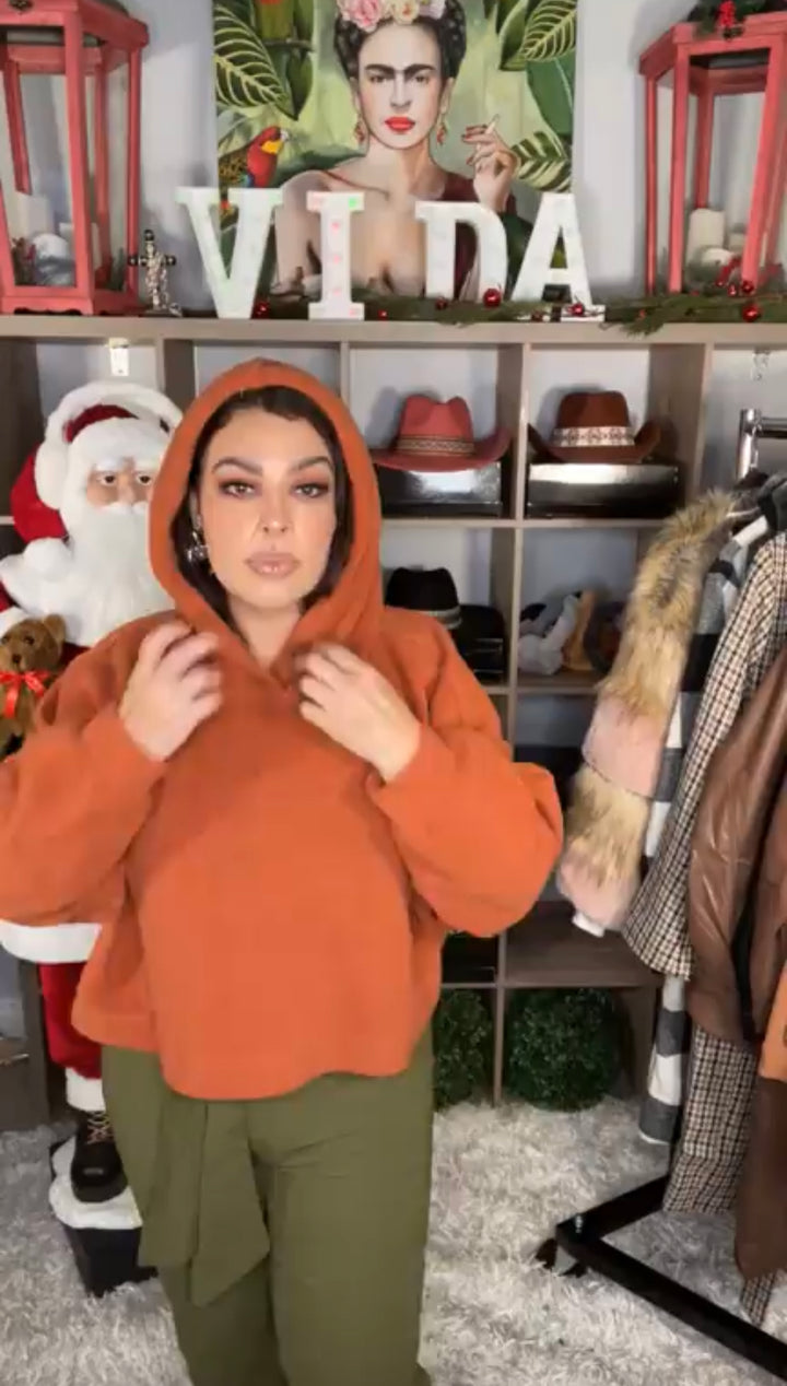 Sweater Marron Oversized con Gorro (#125)