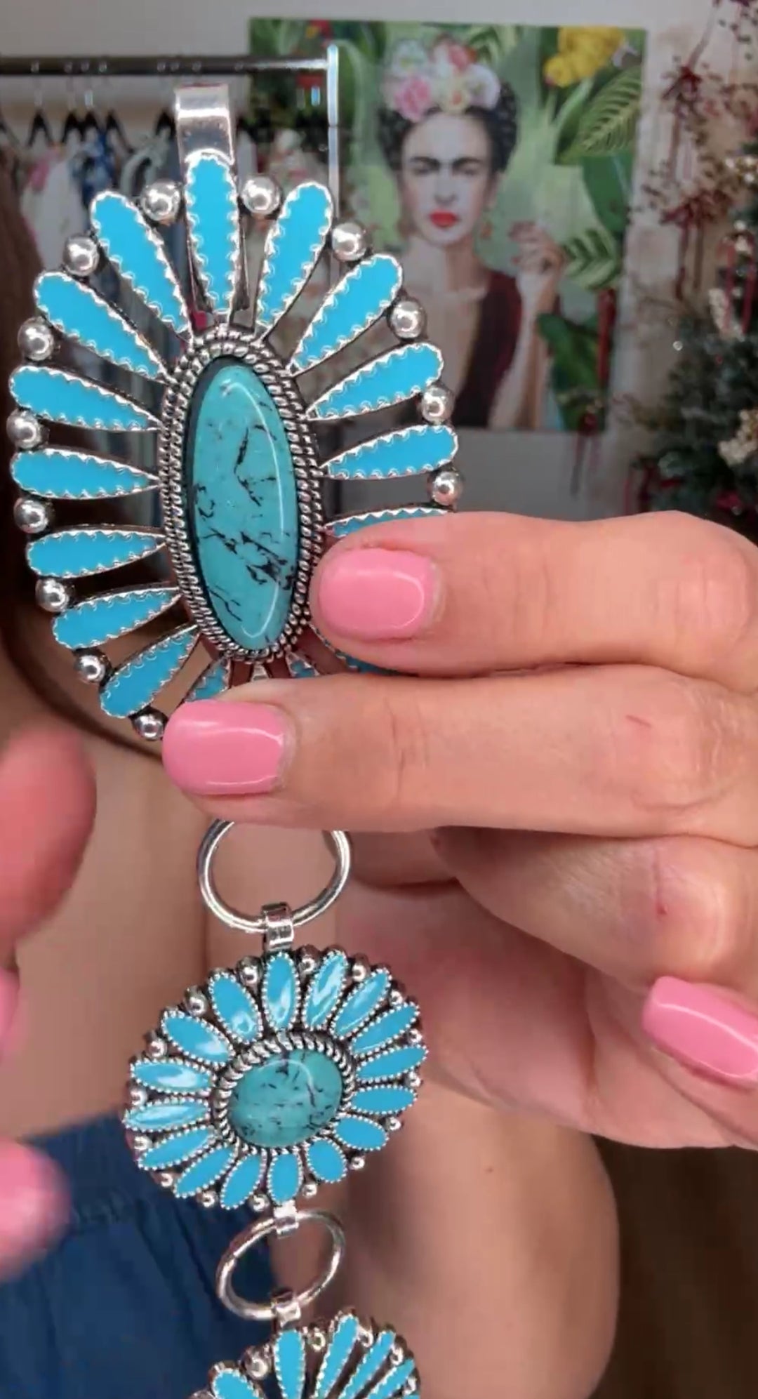 Cinto Turqueza y Plata Ajustable Cowgirl (#131)