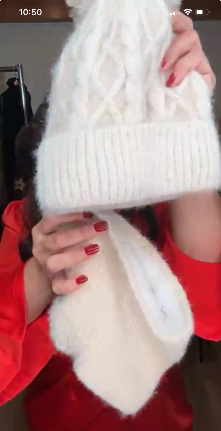 Gorro beige bufanda infinity set afelpado (