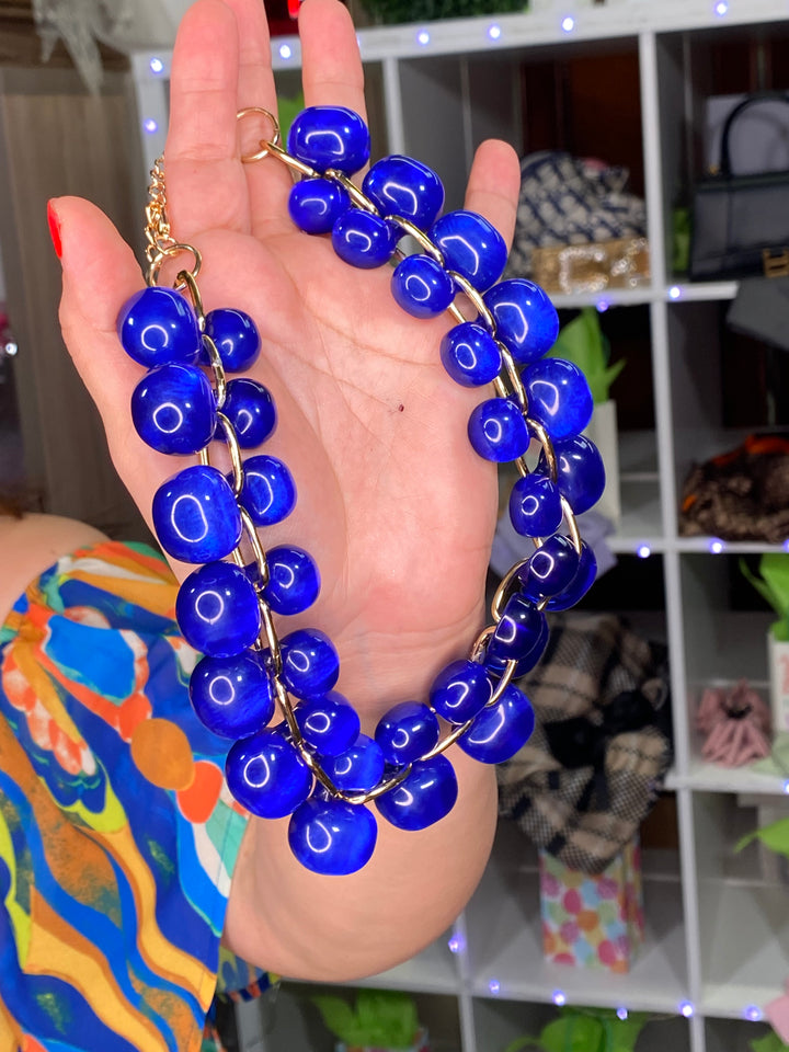 Collar Azul Bola Transparente (#124)