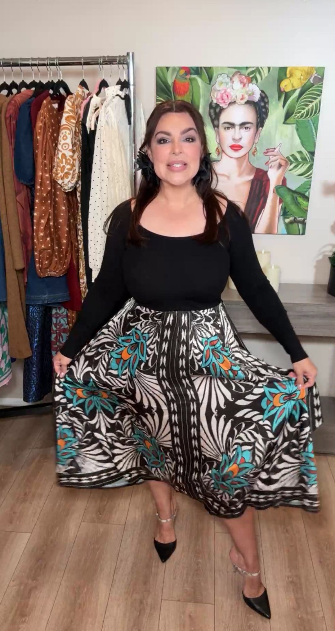 Vestido Negro Y Blanco Con Turquesa Top Sweater Midi (#137)