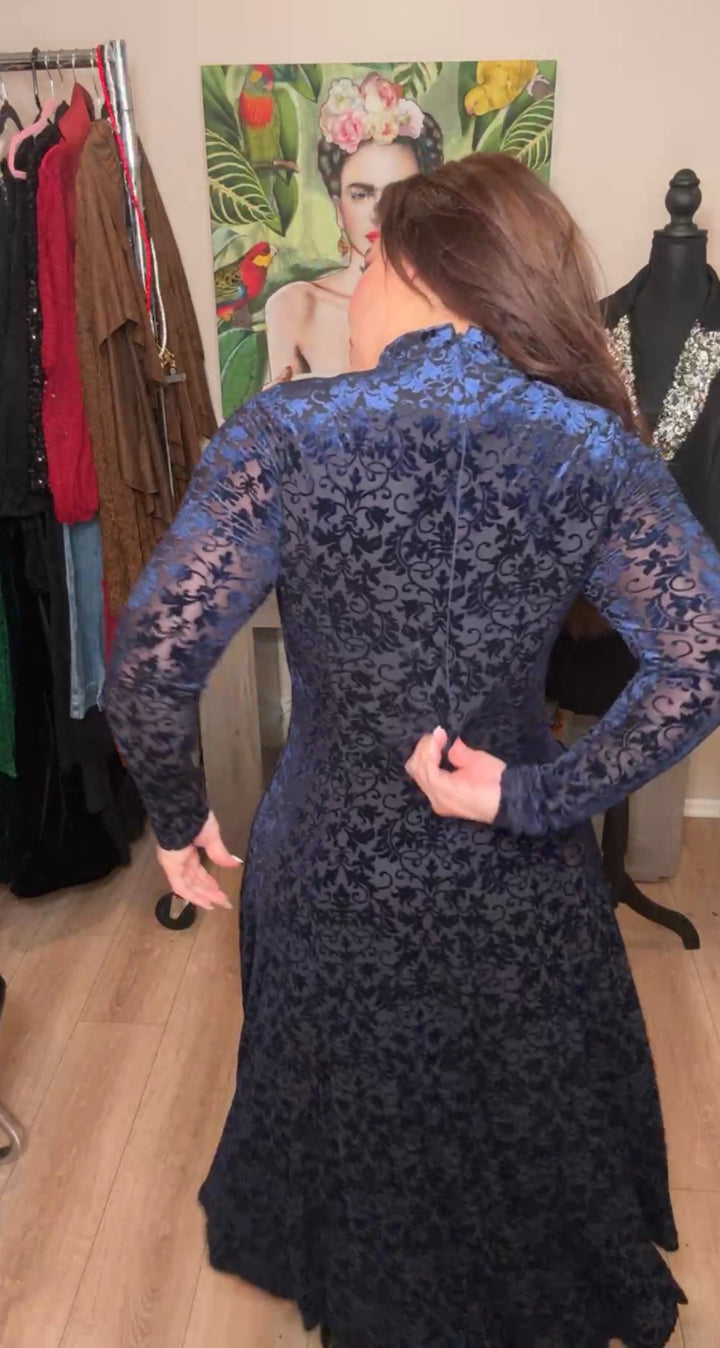 Vestido Azul Marino Velvet Circular (#132)