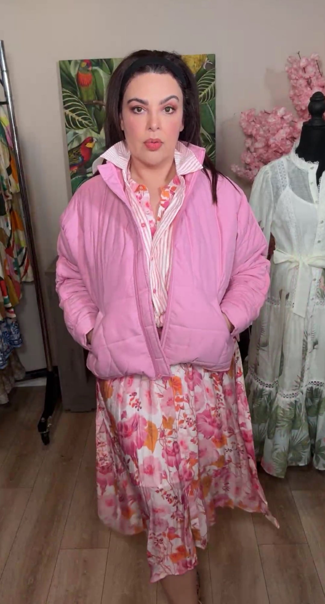 camisa blanca y rosa rallada lounge (#111)