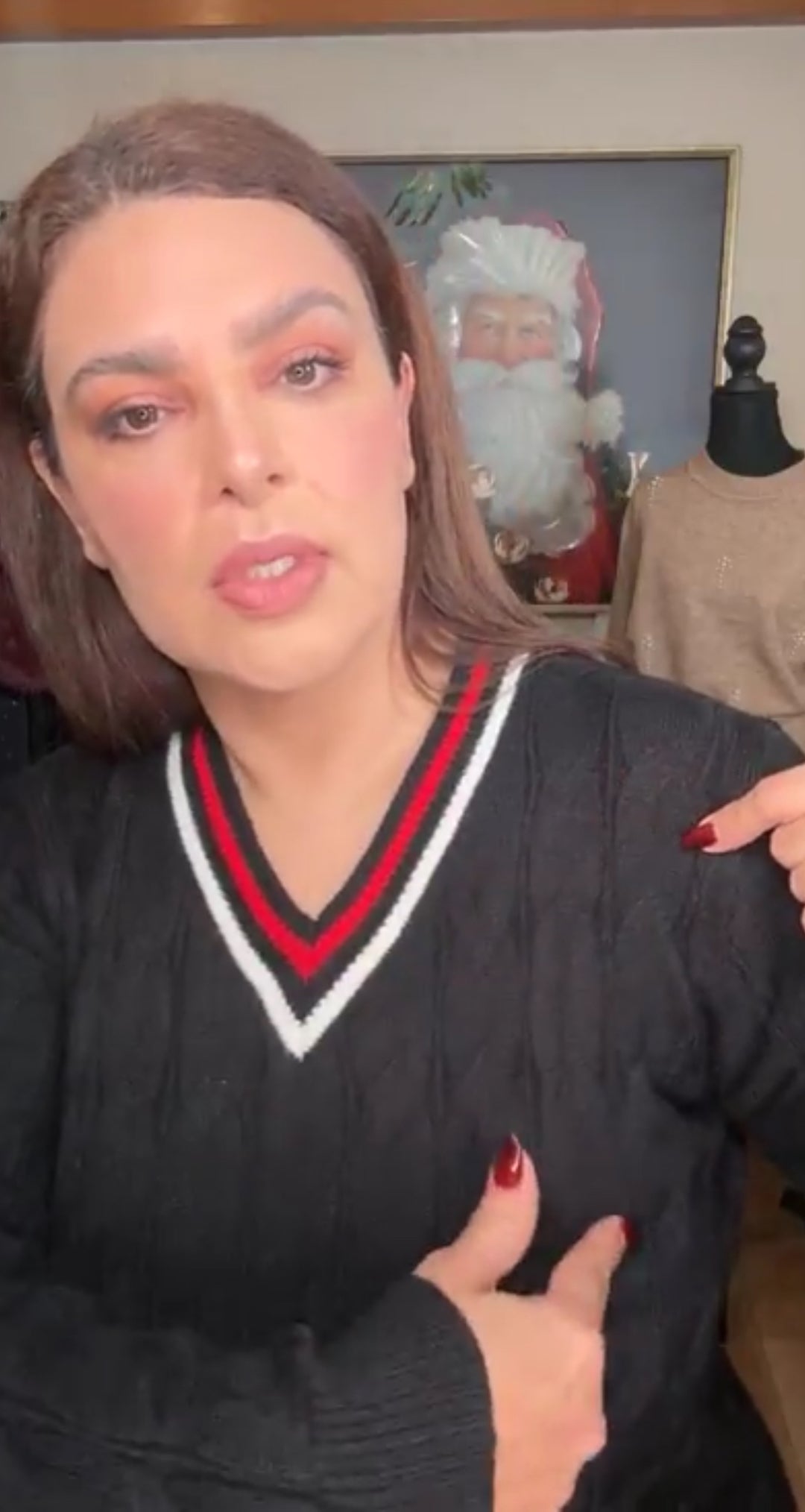 Sweater negro de lana estilo preppy tejido cable (#161)