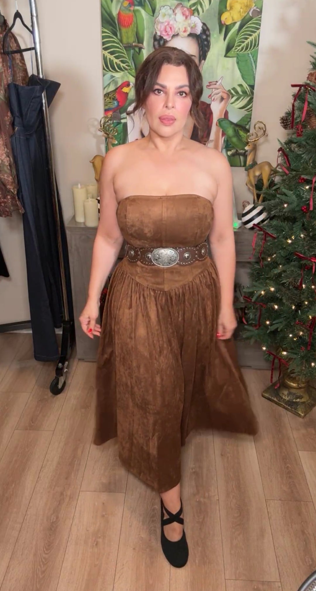 Cinto café chocolate hebilla plata floral (#103)