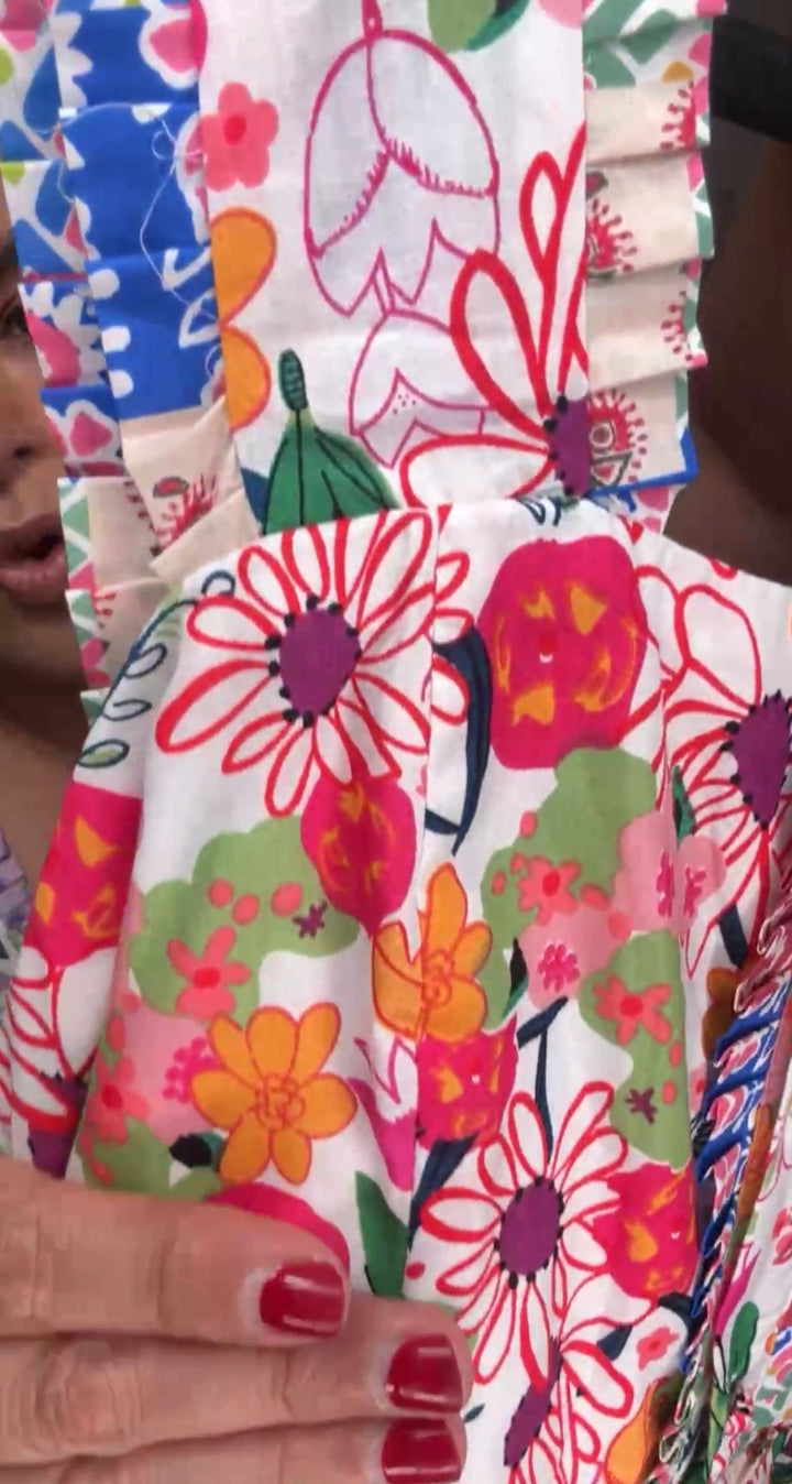 Vestido multi tono floral colorido maxi (