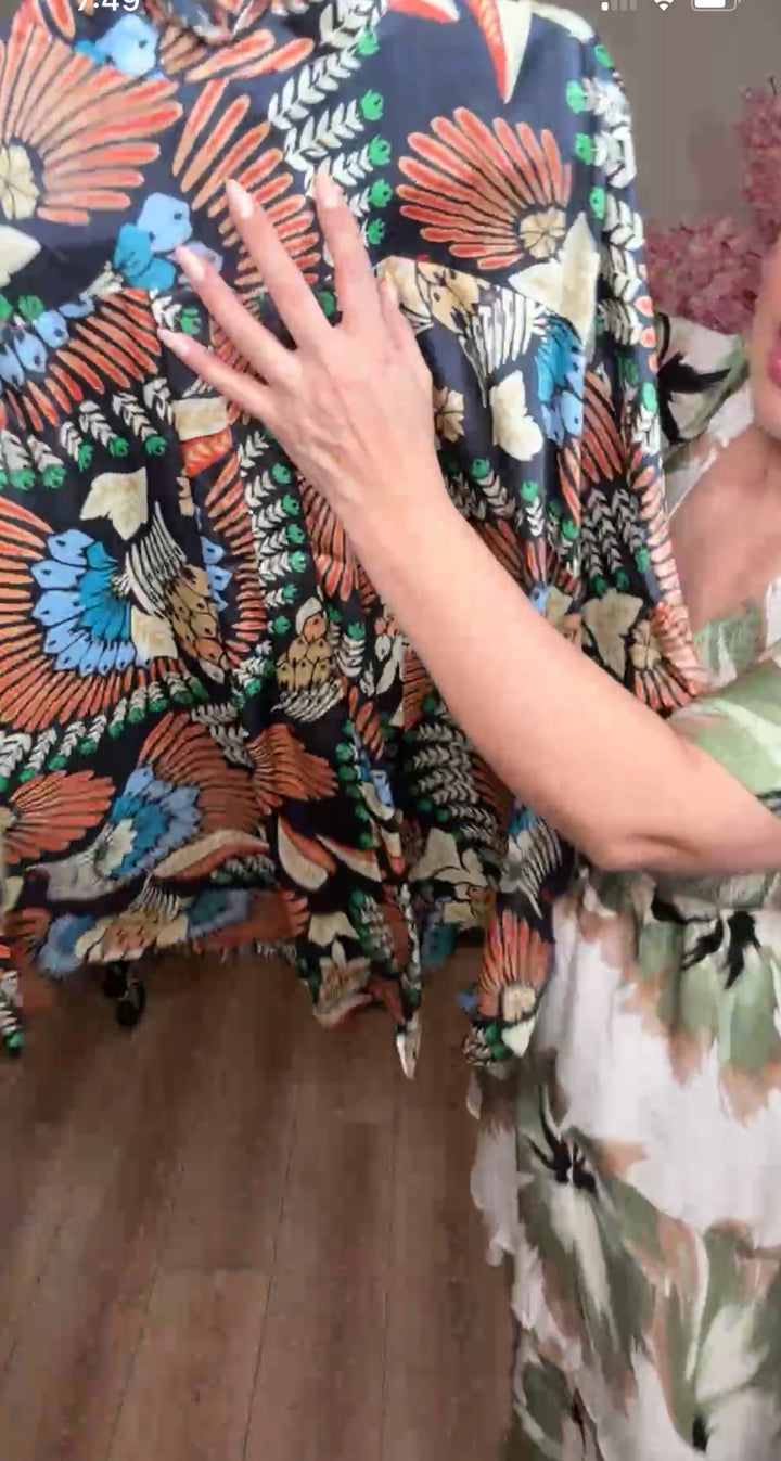 top azul marino satinado boho multi (#139)