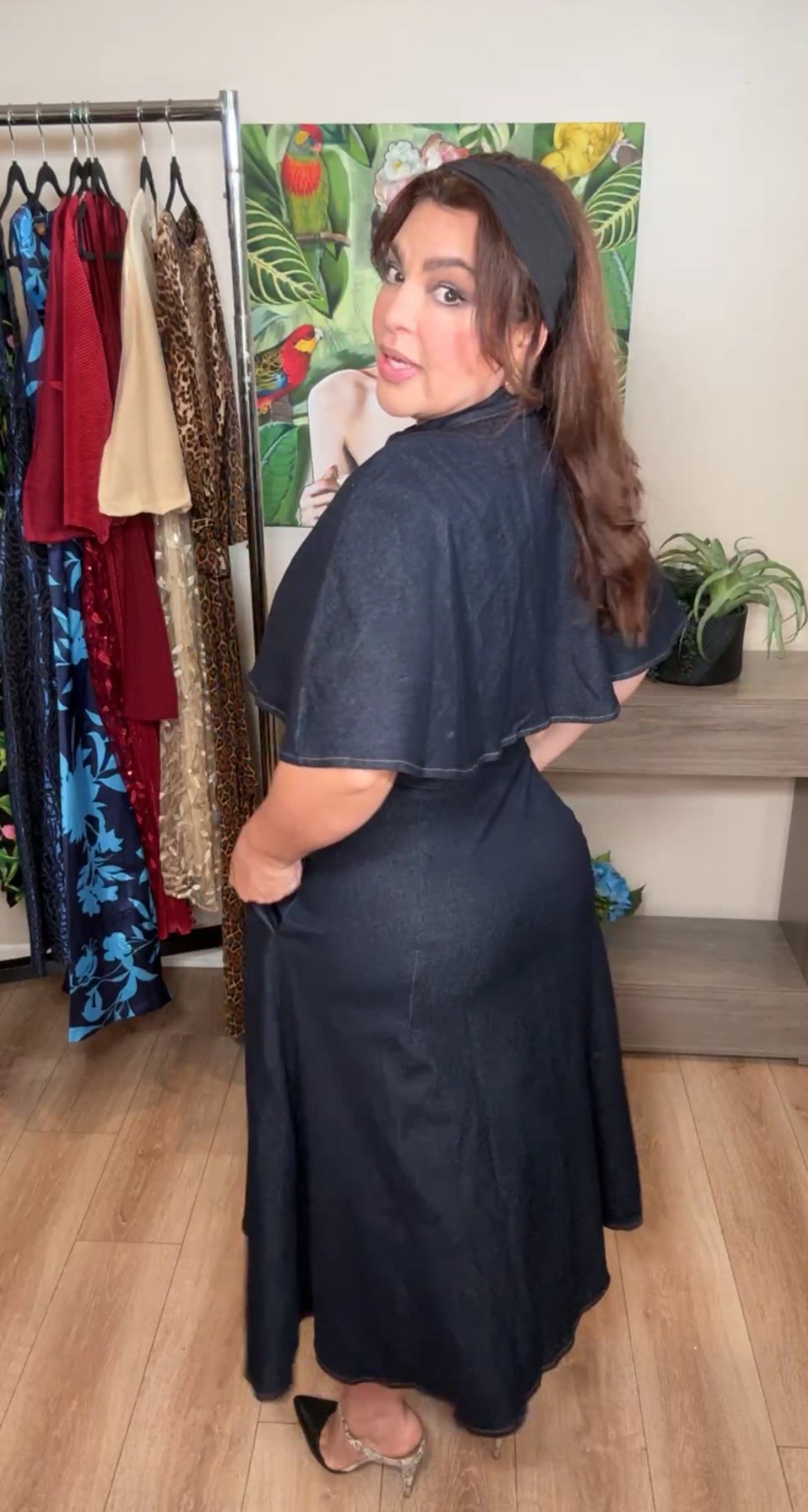 Vestido azul oscuro mezclilla capa midi (#105)