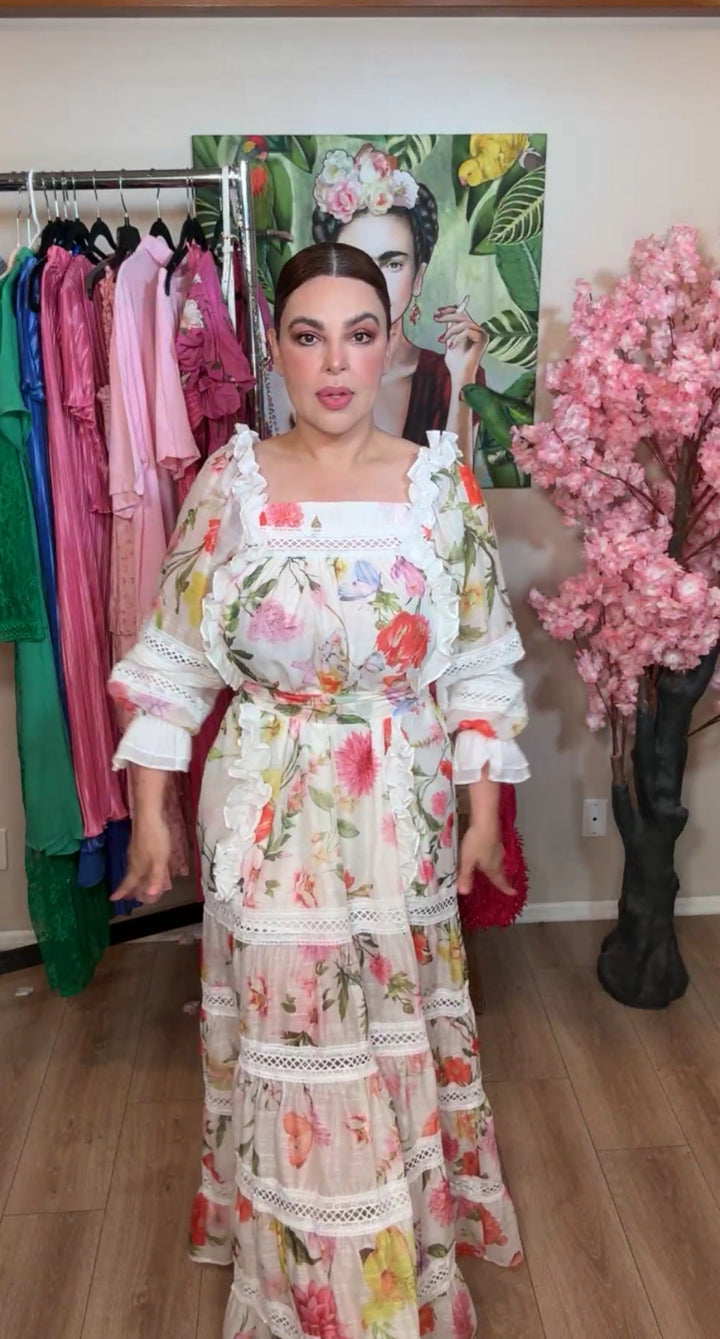 Vestido Latiste Blanco Floral Tea Party Lace Maxi (#155)