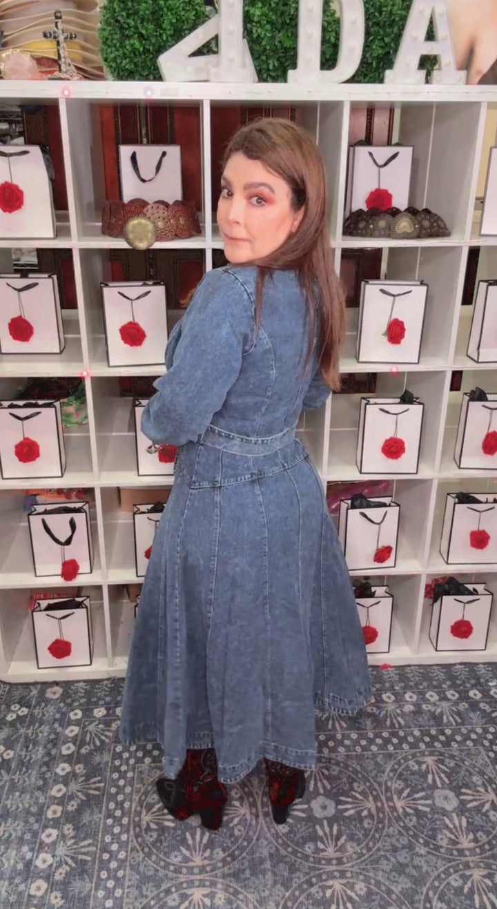 Vestido Azul Estilo Western Mezclilla Midi (#340)