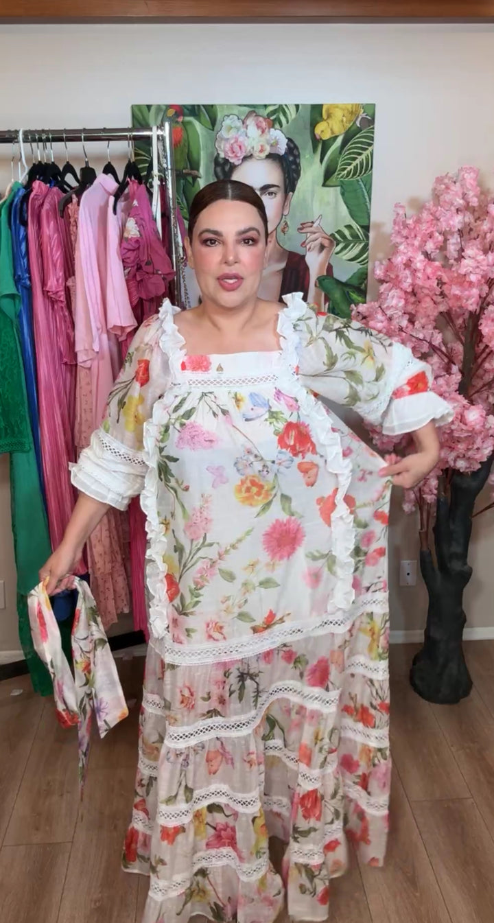 Vestido Latiste Blanco Floral Tea Party Lace Maxi (#155)