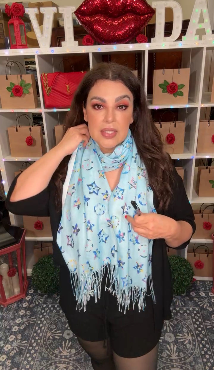 Shawl Aqua Floral LV (#225)