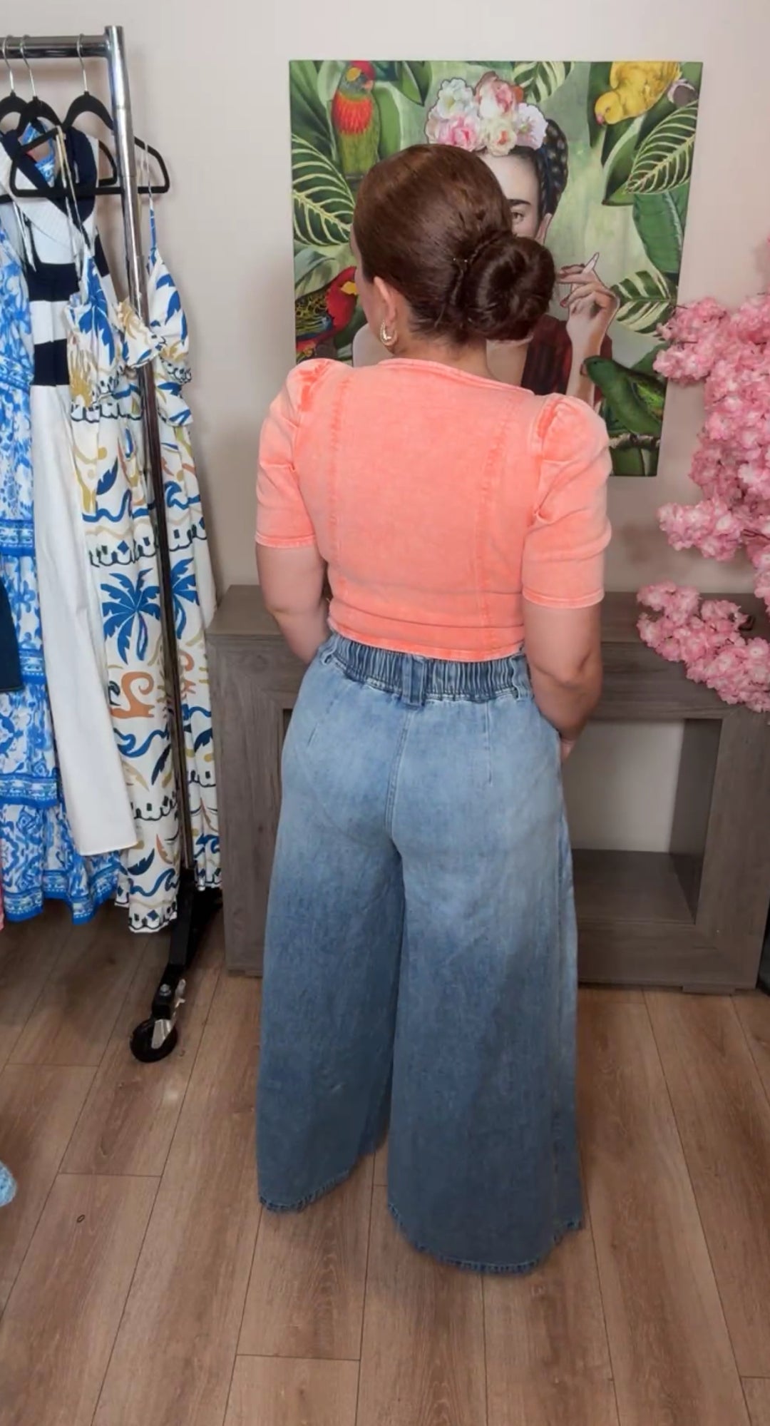 Pantalón Azul Palazzo Doble Pinza Mezclilla (#138)