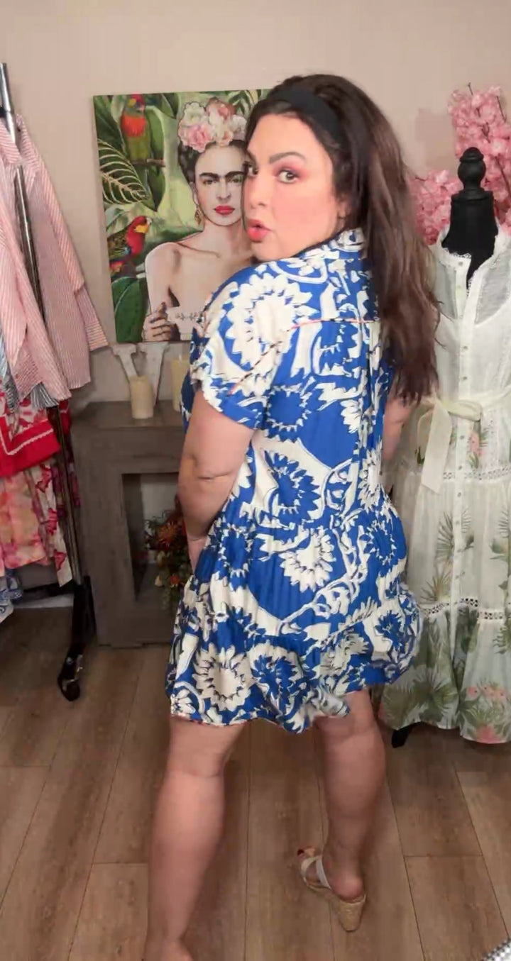 vestido azul royal franja leopardo (#138)