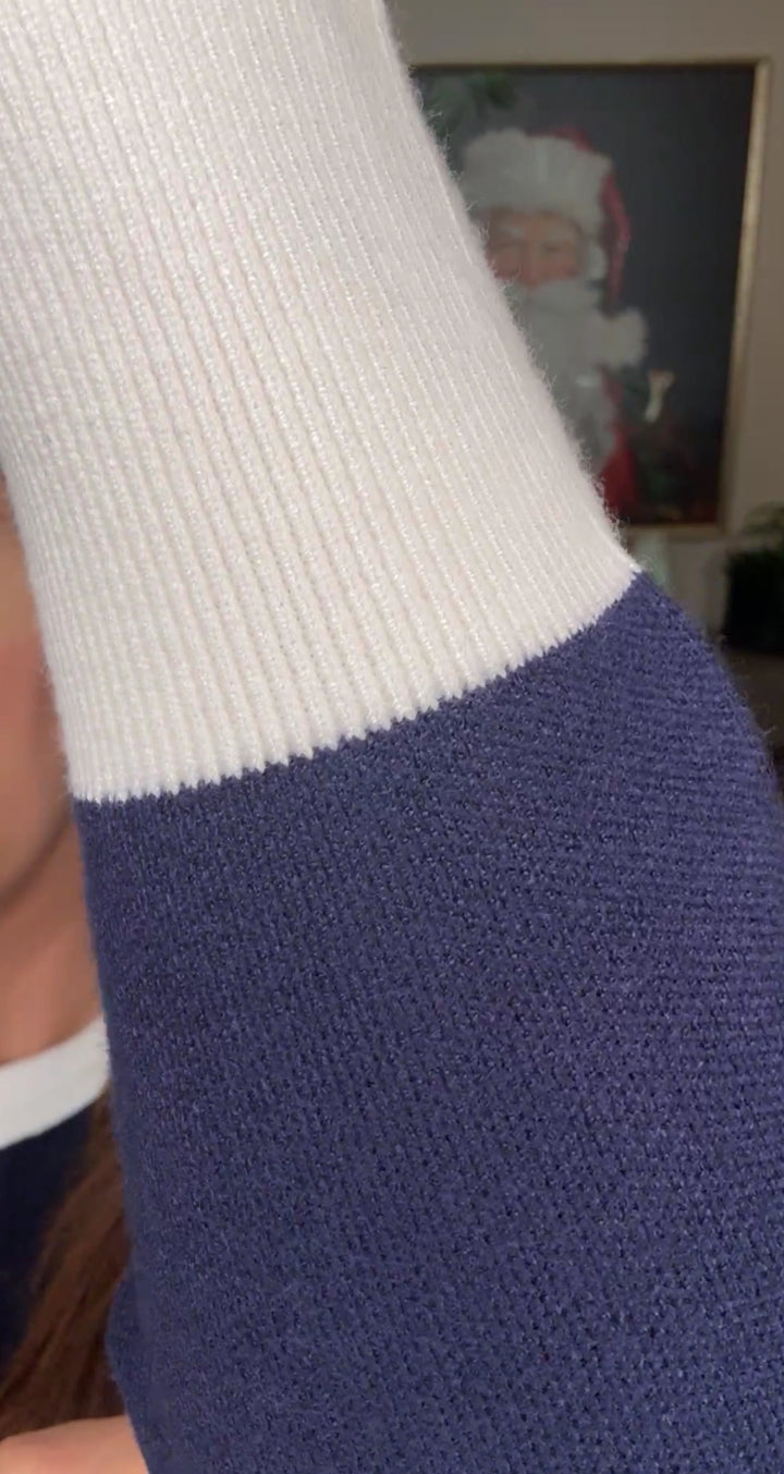 Set azul marino y blanco franja estilo Chanel (#131)