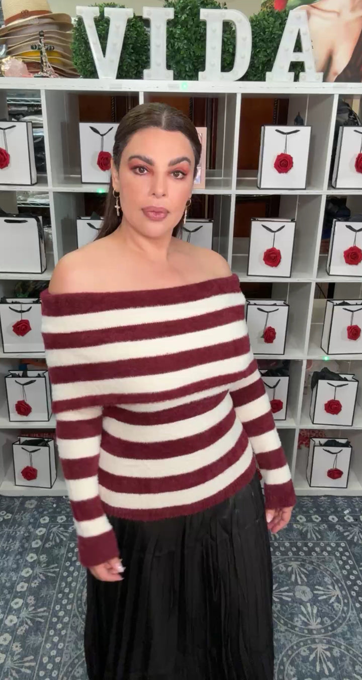 Sweater Guinda y Blanco Rallas Candy Cane (#121)