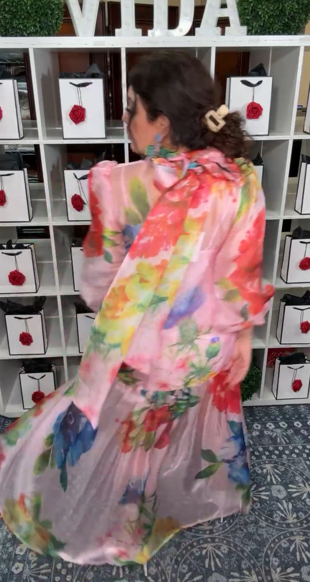 Vestido Latiste Multi Flor Metalizado Maxi Lux (#386)