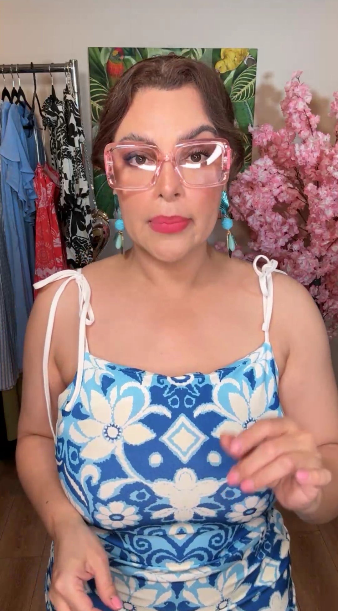 Vestido Azul y Blanco Floral Bodycon (#125)