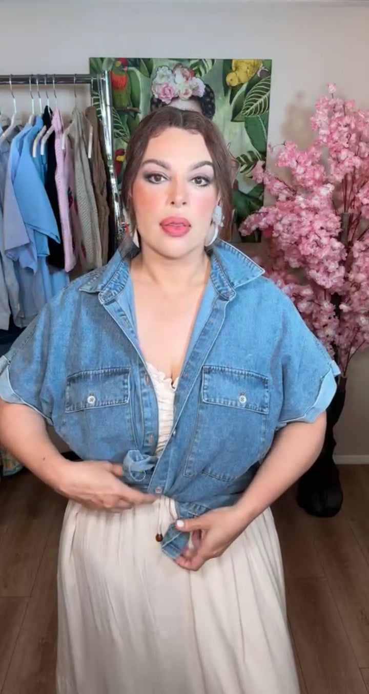 Camisa Azul Mezclilla Relax Manga Corta (#118)