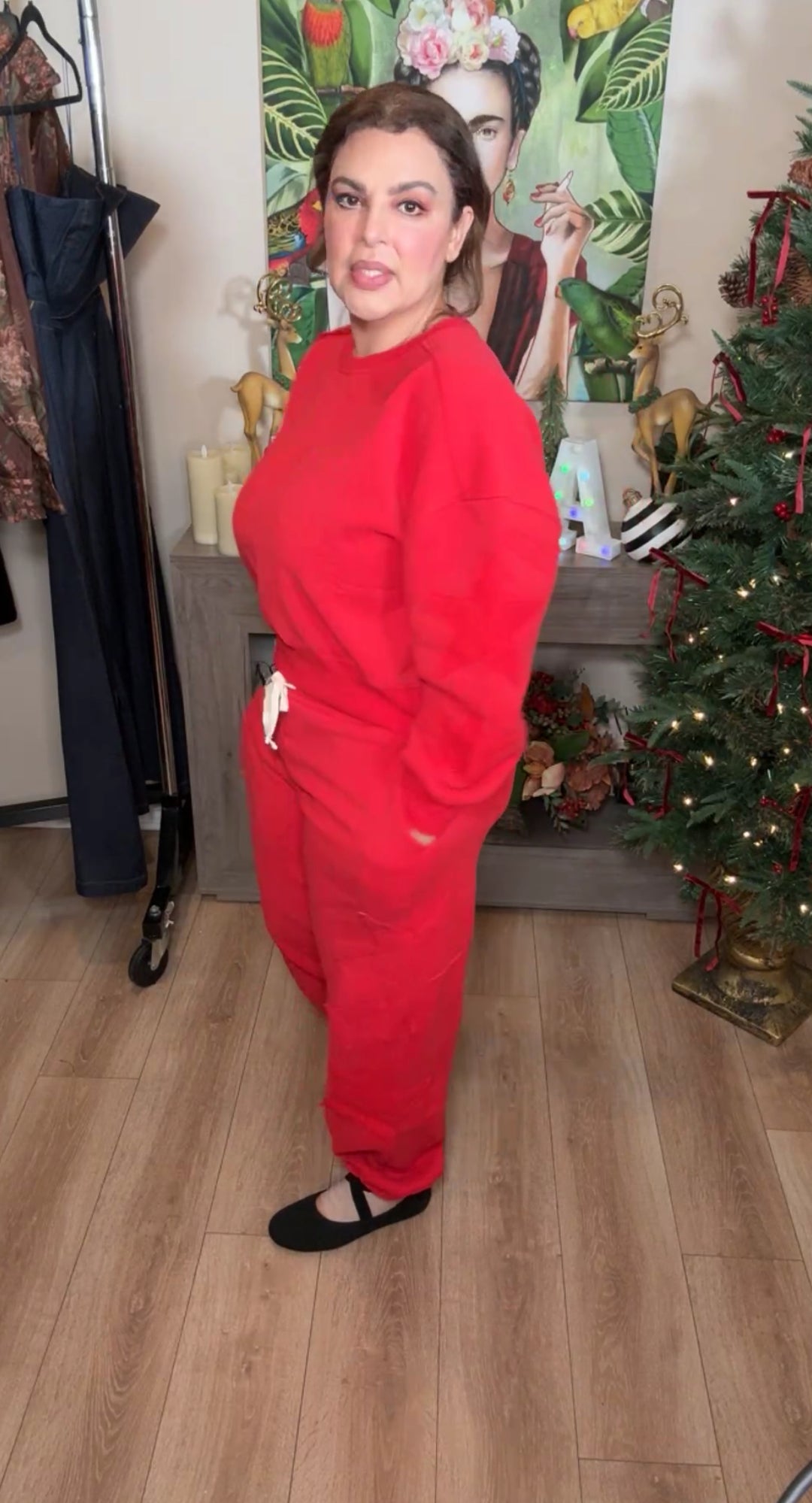 Set rojo pants y sudadera estrellas al costado (#119)