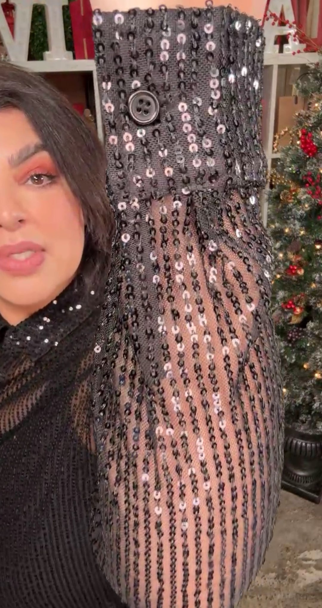 Camisa Negra Lentejuelas Transparencia (#129)