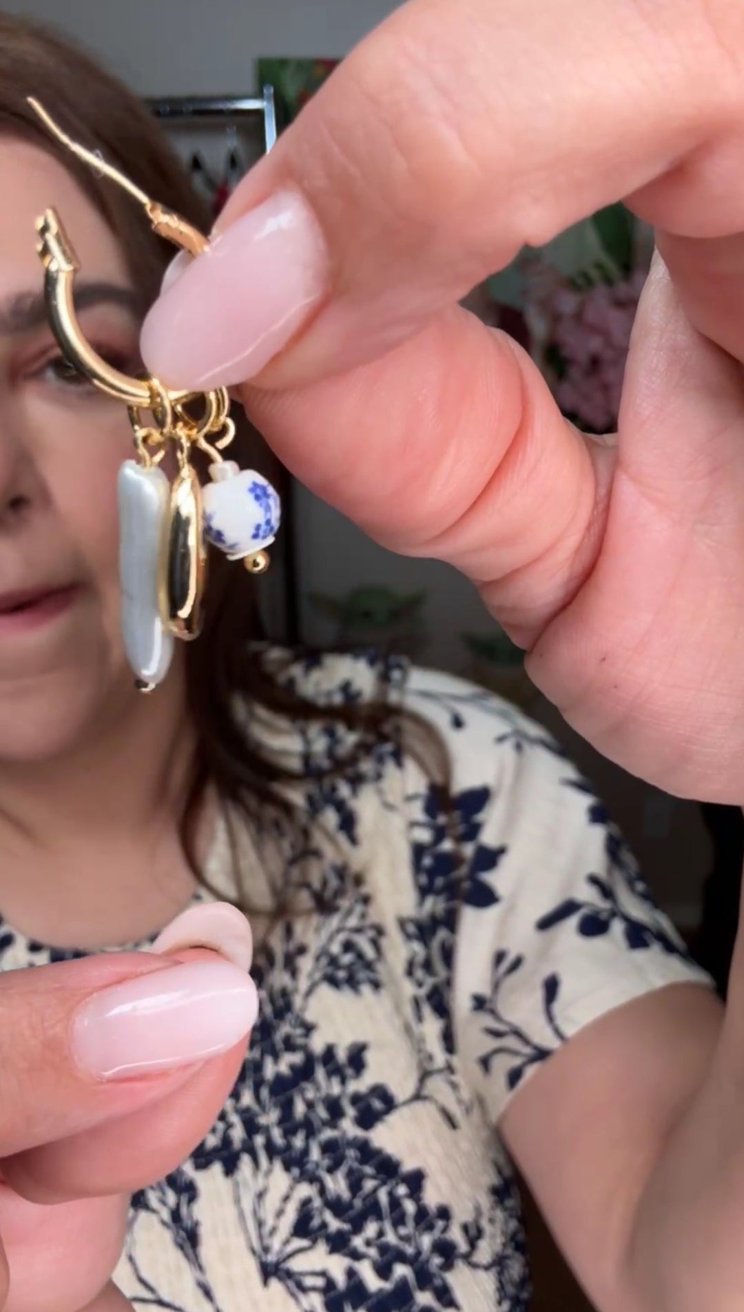 Arete Dorado Mar Y Talavera Baño Oro 14K (#146)