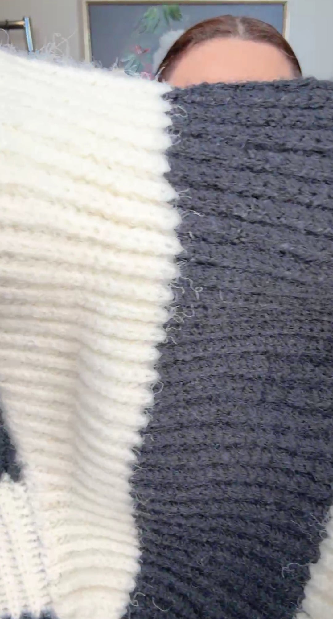 Sweater negro y blanco rallado duster (#121)