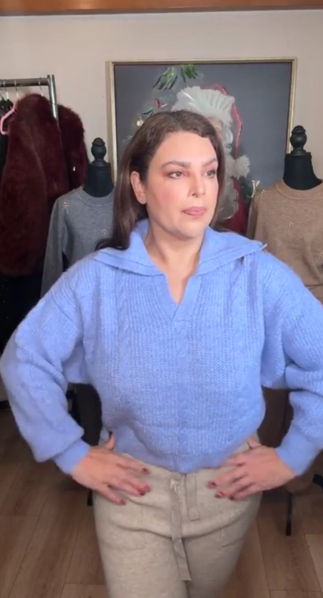 Sweater lavanda tejido cable (#158)