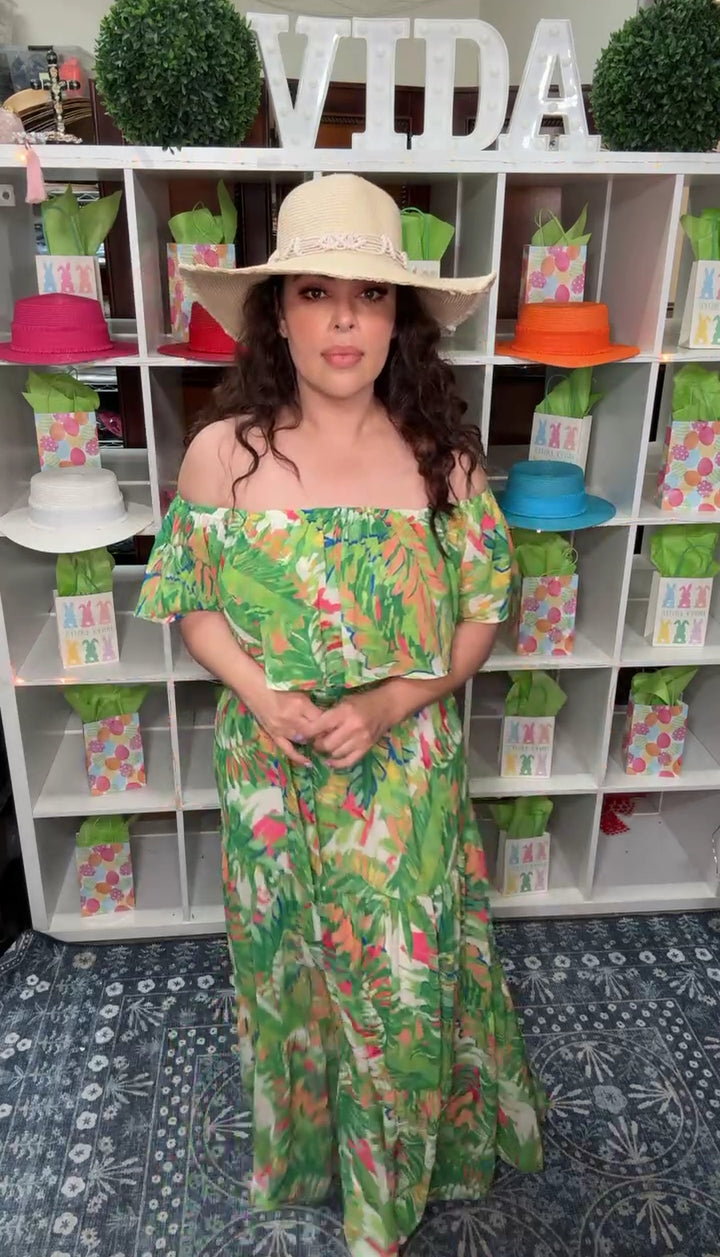 Sombrero Beige Cinta Hueso Rafia Ala Mediana (#305)