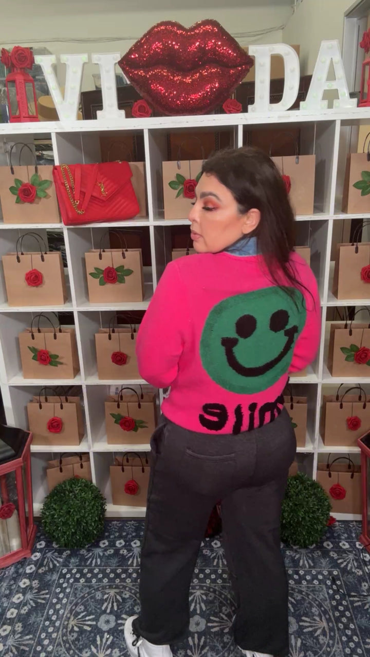 Blazer Rosa Mezclilla Azul Happy Face Tejido (#105)