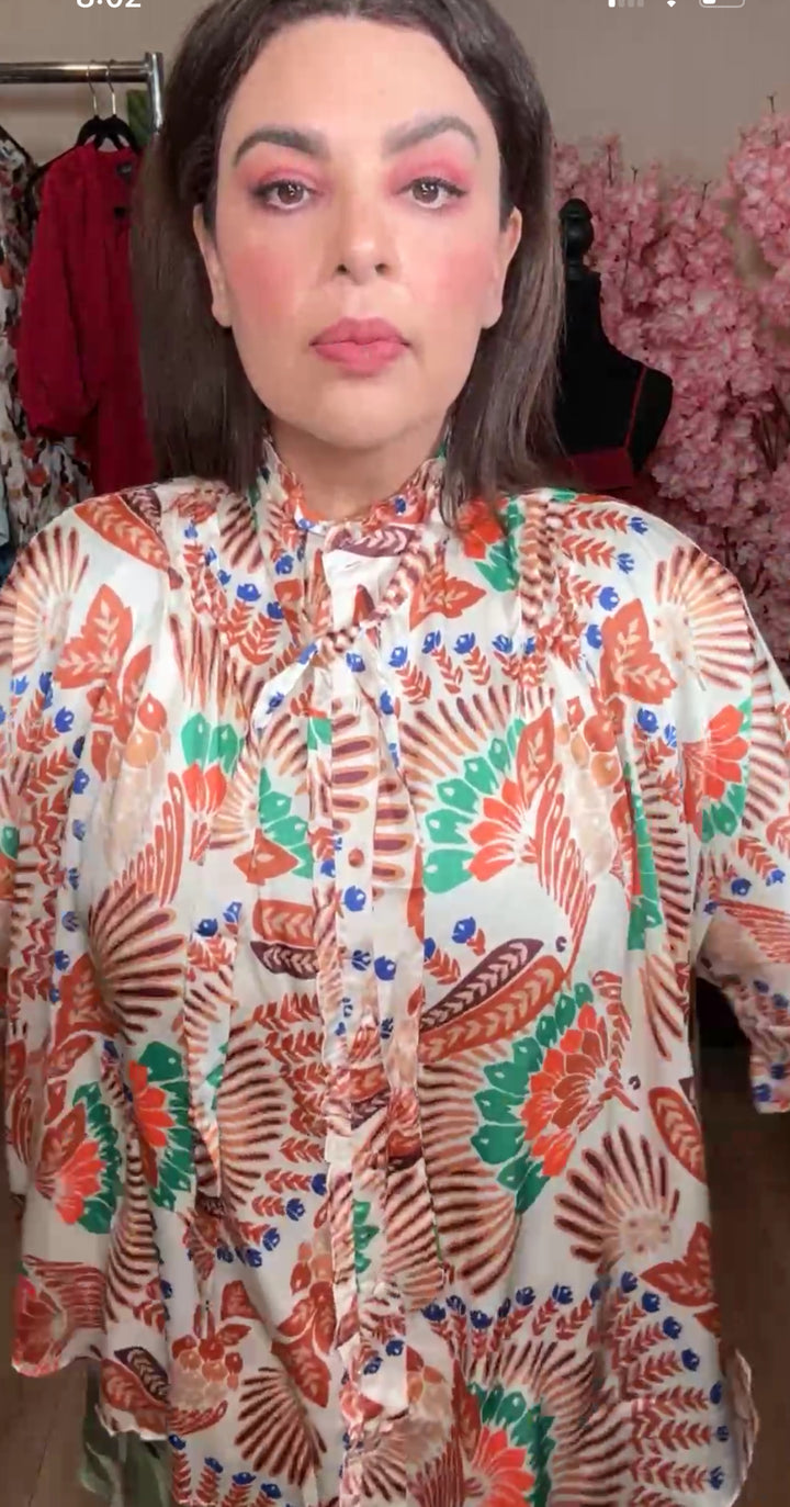 Top beige satinado multi boho (#135)