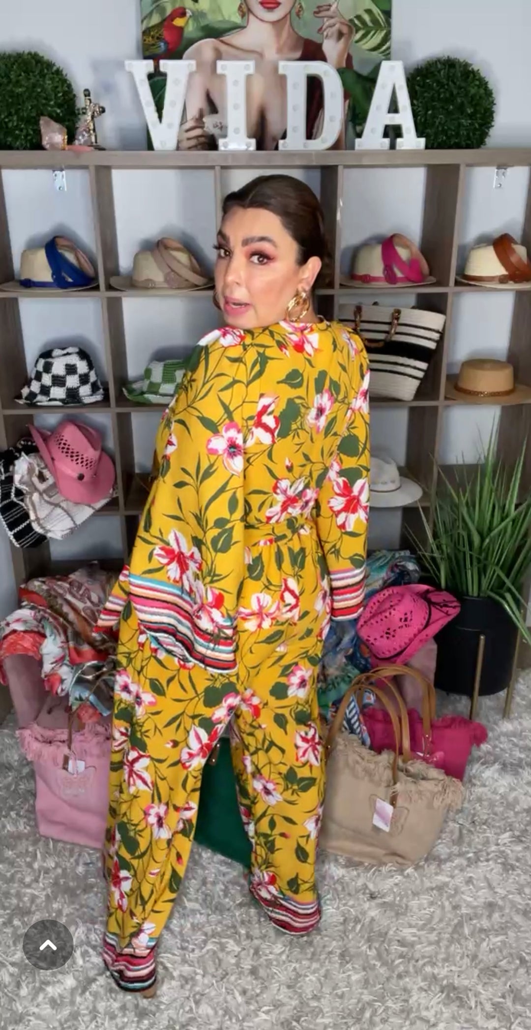 Enterizo Mostaza Floral Palazo con Cinto (#112)