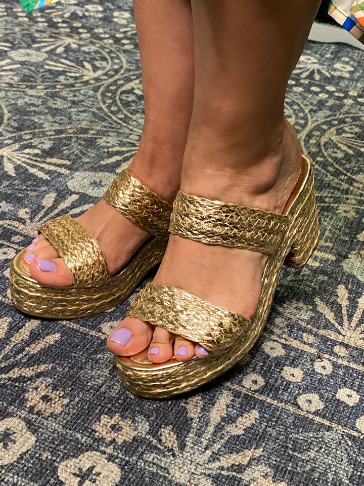 Zapato Dorado Chunky Rafia Straps (#253)