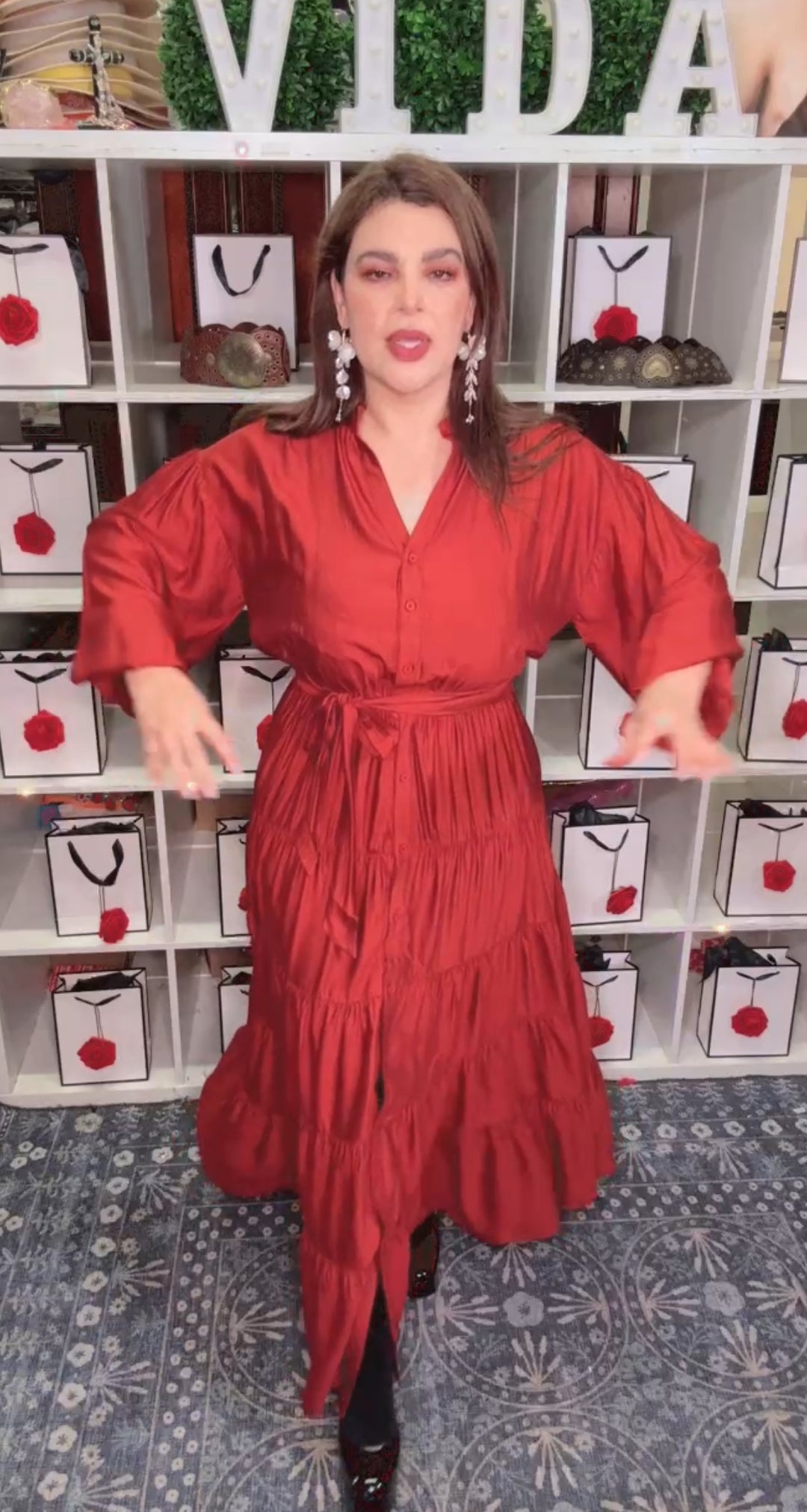 Vestido Ladrillo Maxi Cintura Stretch (#135)