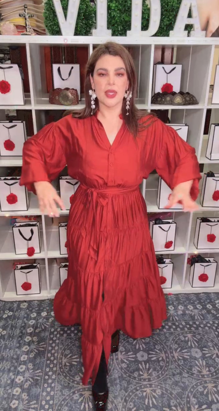 Vestido Ladrillo Maxi Cintura Stretch (#135)