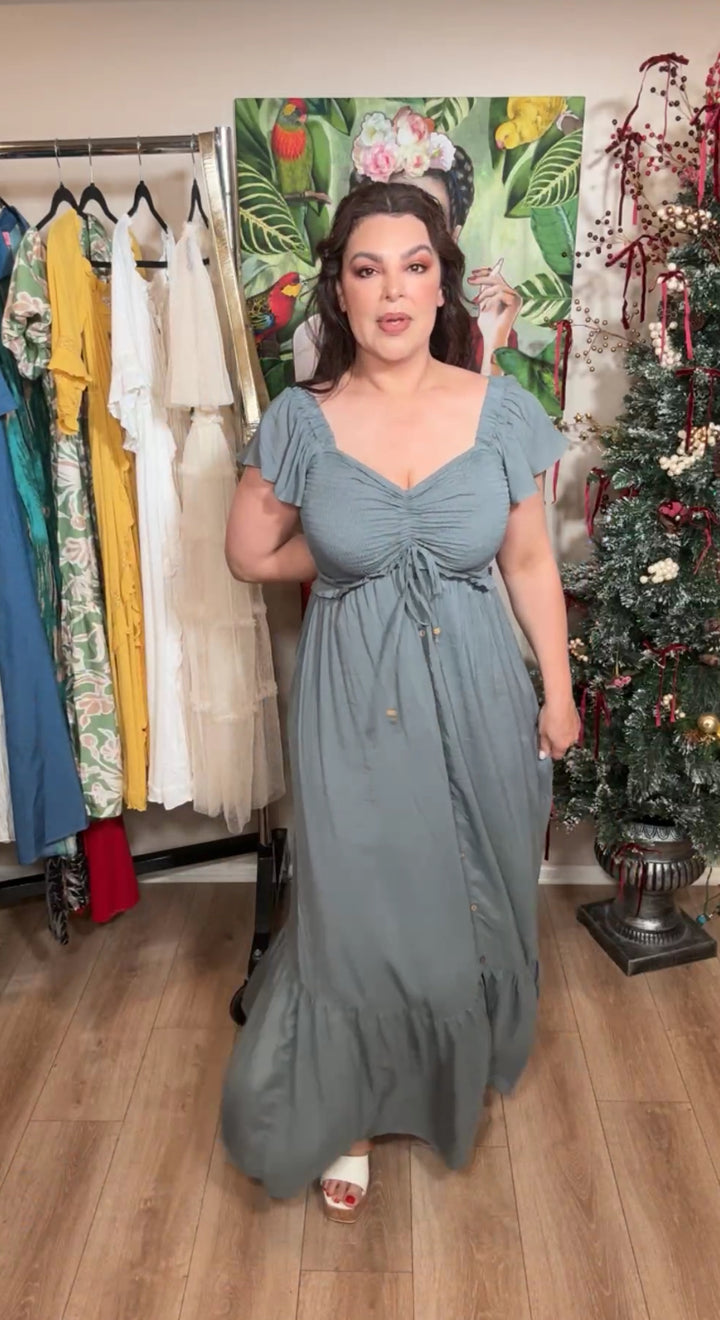 Vestido Verde Sage Bohemio Maxi (#136)
