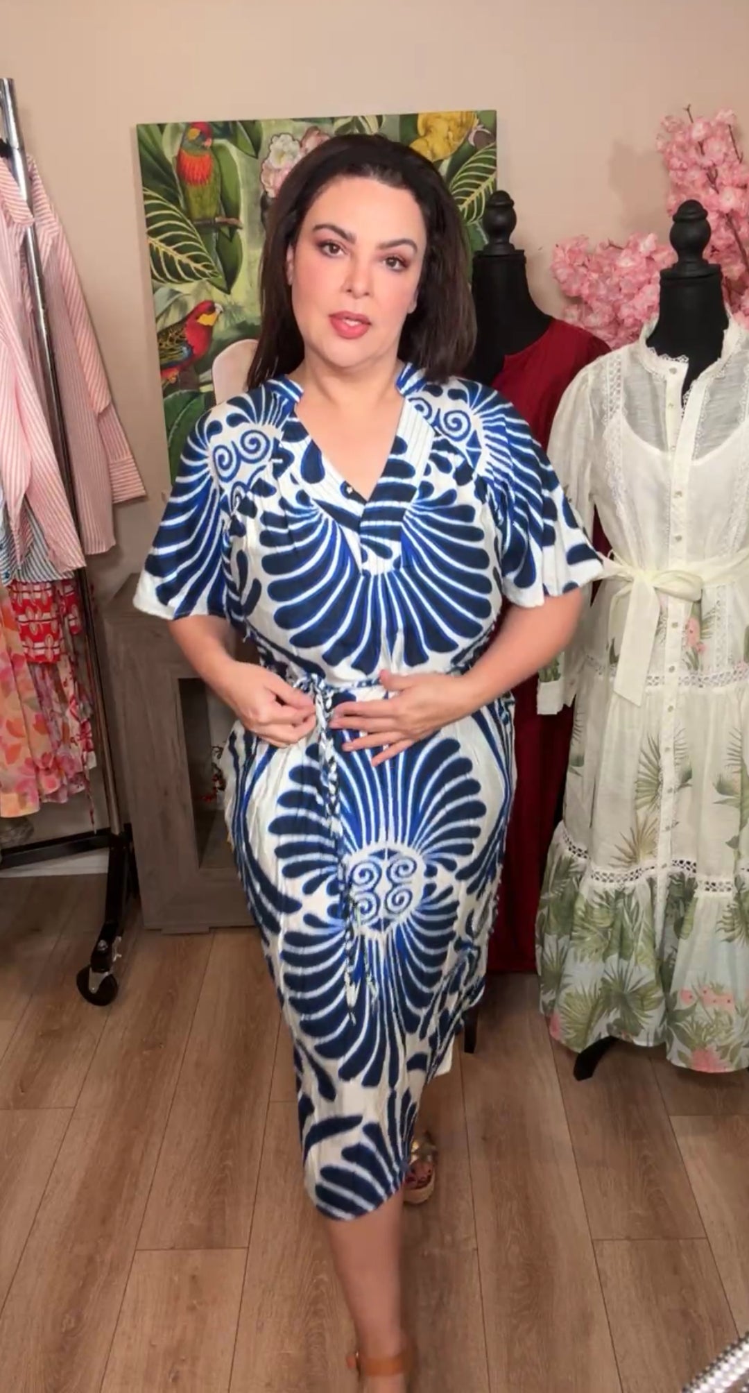 vestido blanco y azules kaftan (#143)