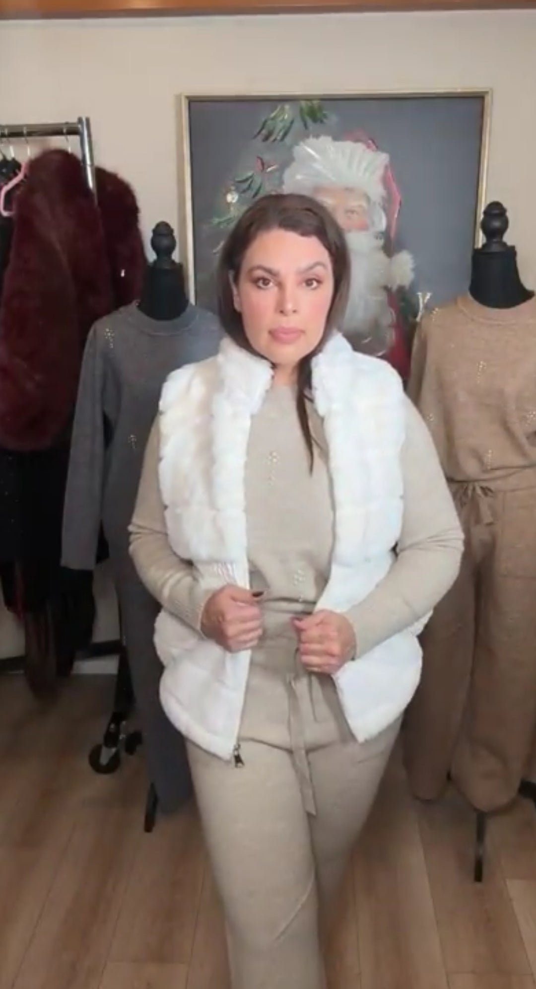 Chaleco beige fur &amp; leather (