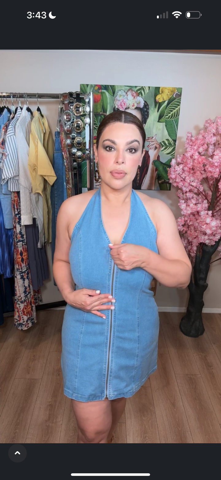 Vestido azul halter mezclilla mini (#170)