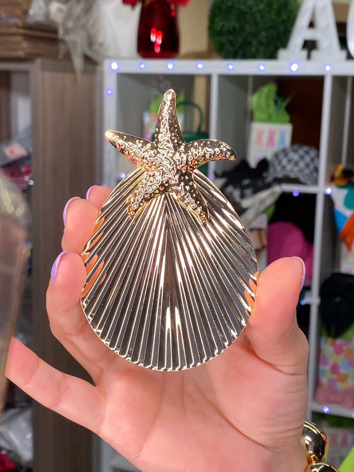 Arete Dorado Estrella de Mar y Hoja (#103)