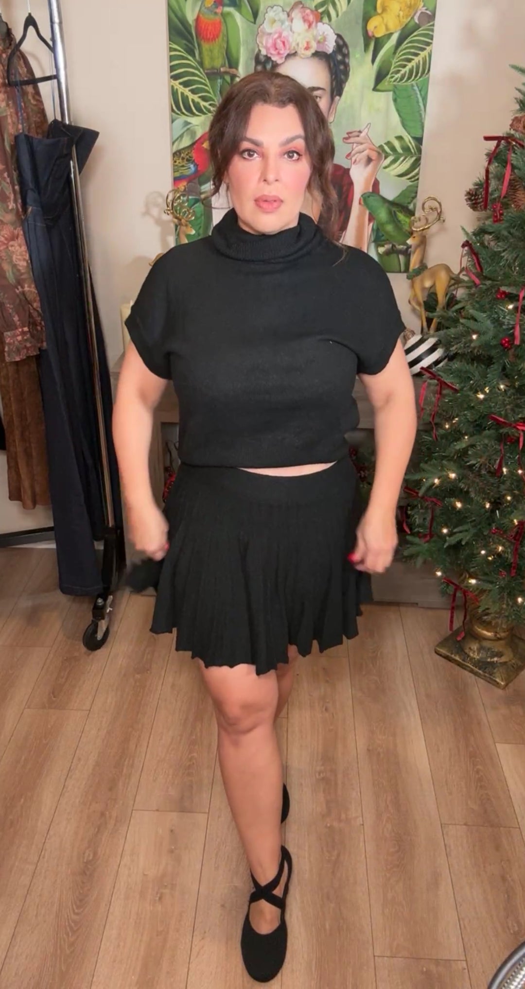 Set negro mini ultra suave falda y top (#117)