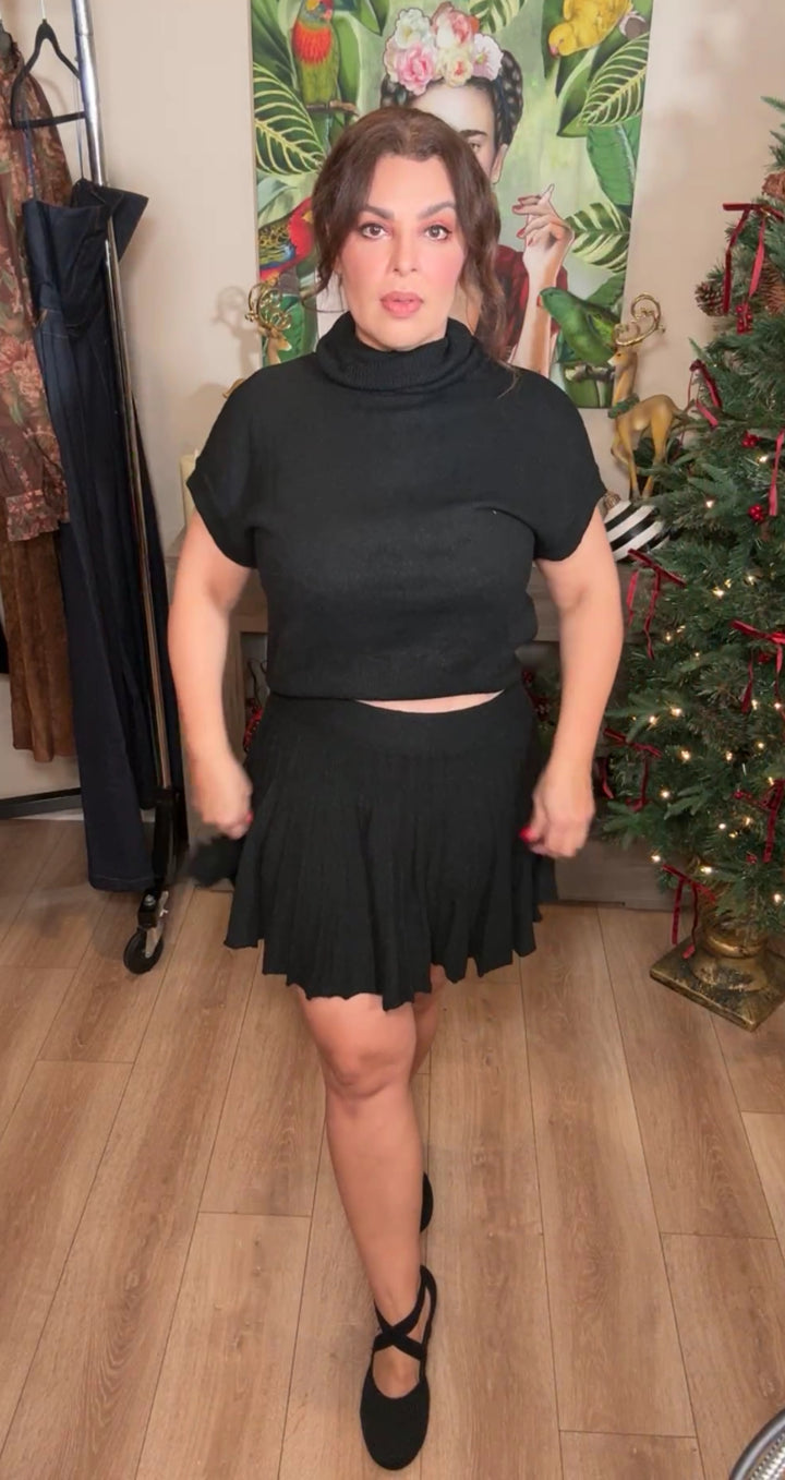 Set negro mini ultra suave falda y top (#117)