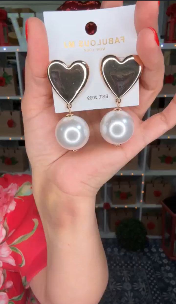 Arete Dorado Corazon Perla Chunky (#103)