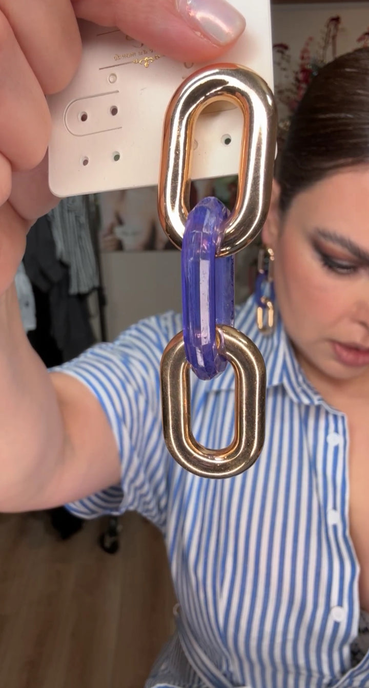 Arete Oro y Azul Eslavones (#112)