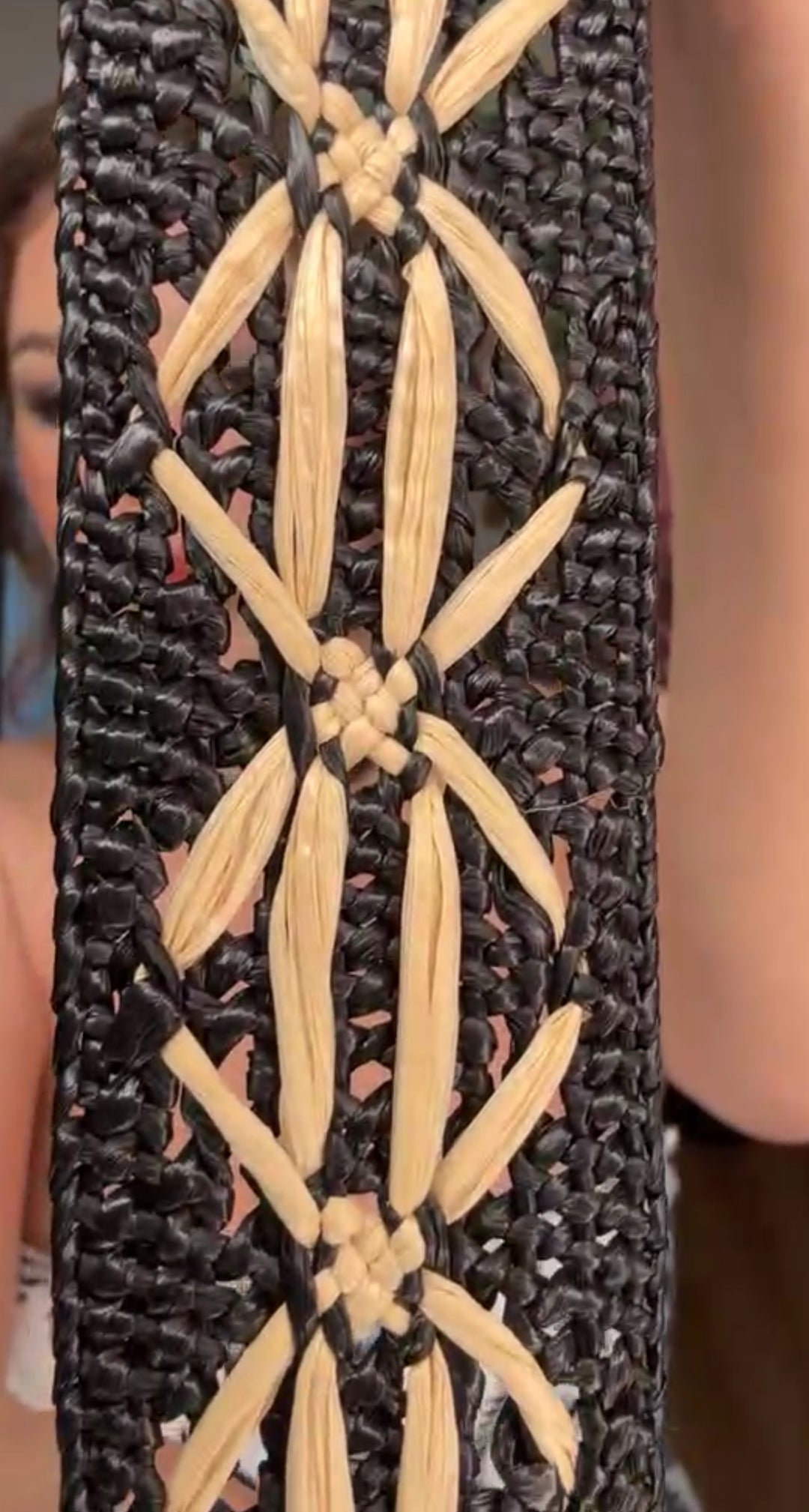 Cinto Negro Rafia Hebilla Beige Mar Tejido (#127)