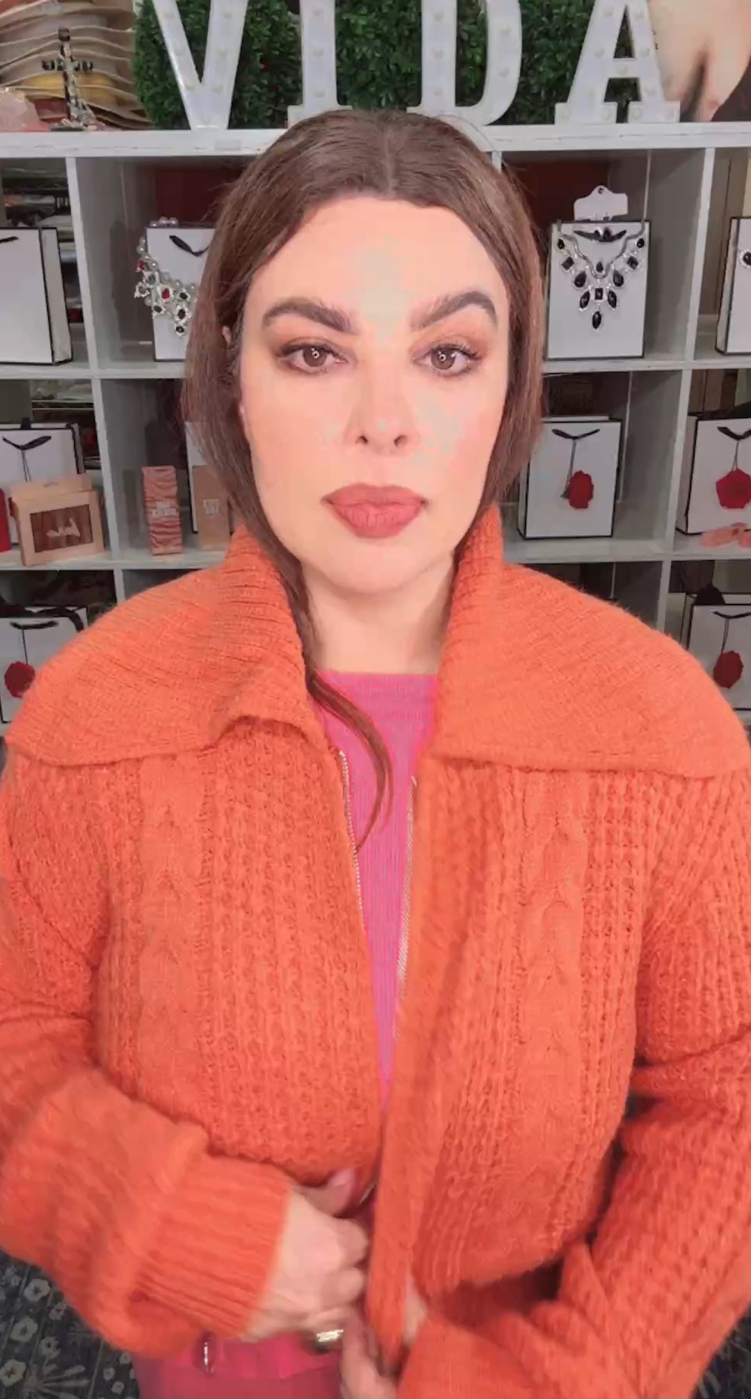 Sweater Terracota Tejido Cuello Doble (#133)